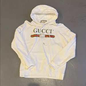 Gucci White Hoodie with Green and Red Accents